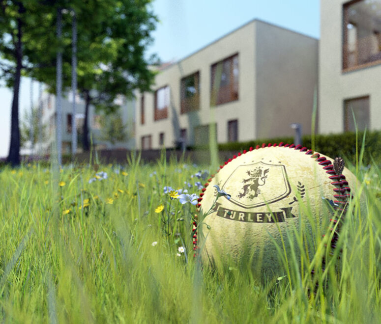 Baseball im Gras in Homerun